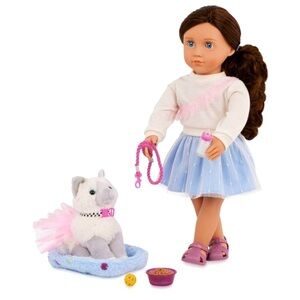 Our Generation Mindy & Pepper 18" Doll & Pet Kitten / Cat Set